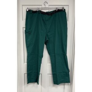 NWT Cherokee Scrub Pants Men's 4XL Straight Leg Belted Cargo Hunter Green *Flaw